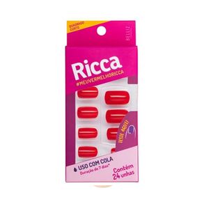 Unhas Postiças Vermelho Paixão Ricca Ref 1340