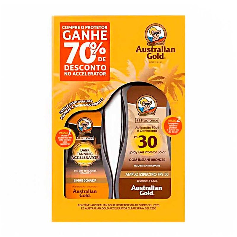 Kit-Australian-Gold-Protetor-Solar-Fps30-237ml---Acelerador-De-Bronzeado---125ml