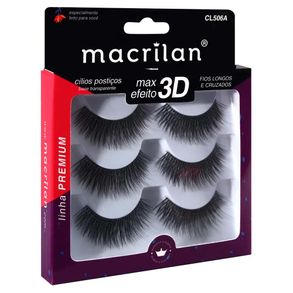 Cílios Postiços Fios Longos Premium Cl506a Macrilan 3 Pares