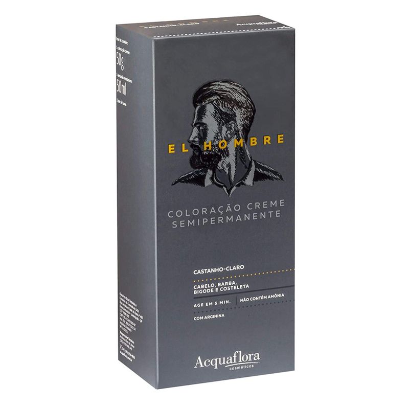 Kit-Coloracao-Creme-Semipermanente-El-Hombre-Castanho-Claro-Acquaflora