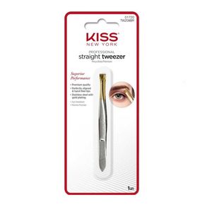 Pinça Reta Ponta Dourada Kiss Ny Straight Tweezer Twz09br - 1 Unidade