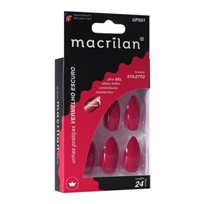 Unhas Postiças Macrilan Stiletto Vermelho Escuro - Up501