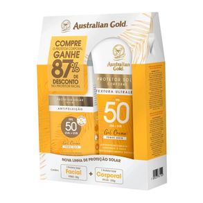 Kit Australian Gold Gel Creme Toque Seco Fps50 Protetor Solar Corporal E Facial