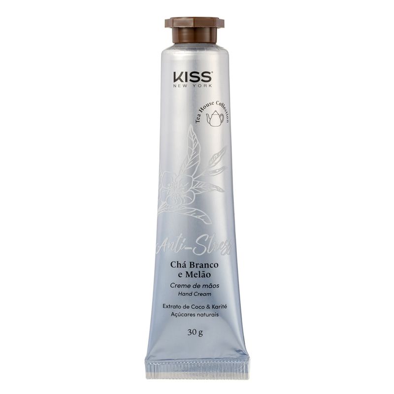 Creme-De-Maos-Anti-Stress-Cha-Branco-E-Melao-Kiss-New-York-30g