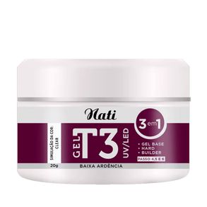 Gel Para Alongamento De Unhas T3 Uv/Led Clear Nati 20g