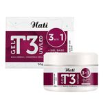 Gel-Para-Alongamento-De-Unhas-T3-Uv-Led-Clear-Nati-20g