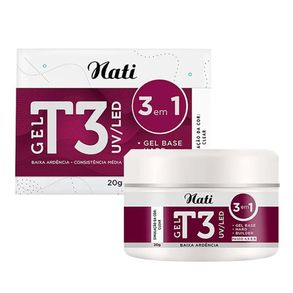 Gel Para Alongamento De Unhas T3 Uv/Led Clear Nati 20g