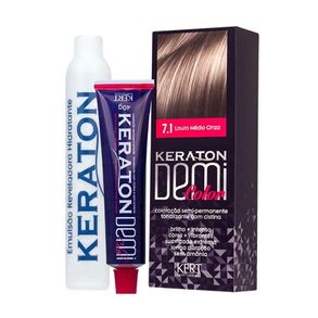 Kit Tonalizante Kert Keraton Demi Louro Médio Cinza 7.1