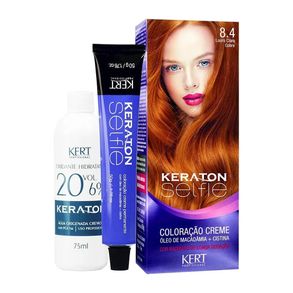 Kit Coloração Selfie 8.4 Louro Claro Cobre Keraton