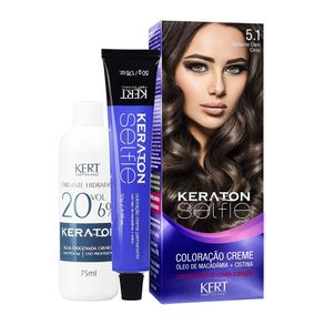 Kit Coloração Selfie 5.1 Castanho Claro Cinza Keraton