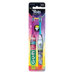 Escova De Dentes Infantil Trolls Manual G.U.M 2 Unidades