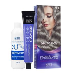 Kit Coloração Selfie 9.1 Louro Muito Claro Cinza Keraton