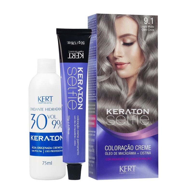 Kit-Coloracao-Selfie-9.1-Louro-Muito-Claro-Cinza-Keraton