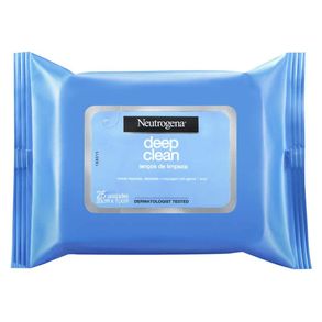 Lenços Para Limpeza Facial Demaquilante Deep Clean Neutrogena 25 Unidades