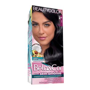 Coloração Bela&Cor Sem Amonia Kit Preto Beauty Color 2.0