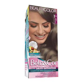 Coloração Bela&Cor Sem Amonia Kit Louro Cinza Médio Beauty Color 7.1