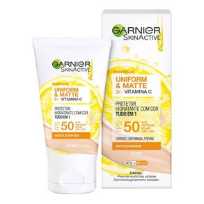 Protetor Facial Hidratante Uniform & Matte Clara Fps50 Garnier Skin 40g