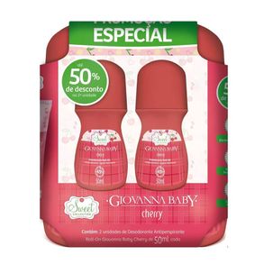 Kit Desodorantes Antiperspirante Roll On Cherry Giovanna Baby 2 Unidades 50ml