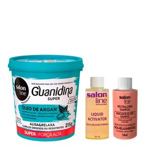 Alisante E Relaxante Guanidina Super Óleo De Argan Salon Line 215g