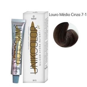 Coloração Creme Permanente Unikcolor 7-1 Louro Médio Cinza Gaboni 50g