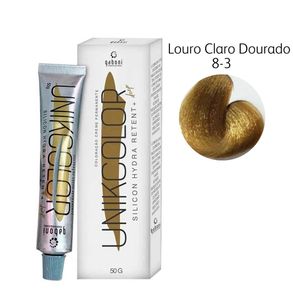 Coloração Creme Permanente Unikcolor 8-3 Louro Claro Dourado Gaboni 50g