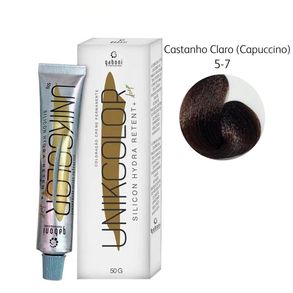 Coloração Creme Permanente Unikcolor 5-7 Castanho Claro (Capuccino) Gaboni 50g