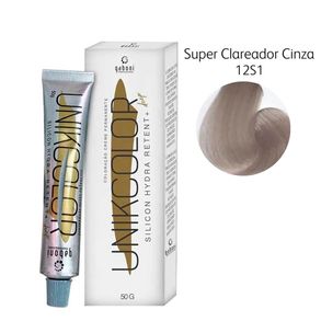 Coloração Creme Permanente Unikcolor 12s1 Super Clareador Cinza Gaboni 50g