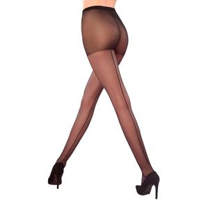 Meia Calça Loba Fio 15 Fina Risca Atrás Preto Tam: G Lupo 5685 001