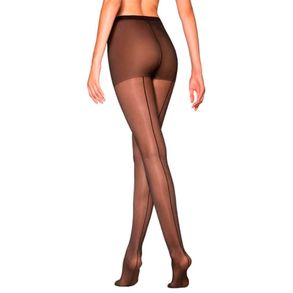 Meia Calça Loba Fio 15 Fina Risca Atrás Preto Tam: G Lupo 5685 001