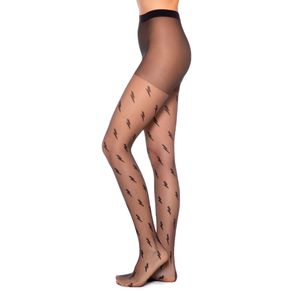 Meia Calça Loba Fio 15 Trend Raios Preto Tam: G Lupo 5758 003