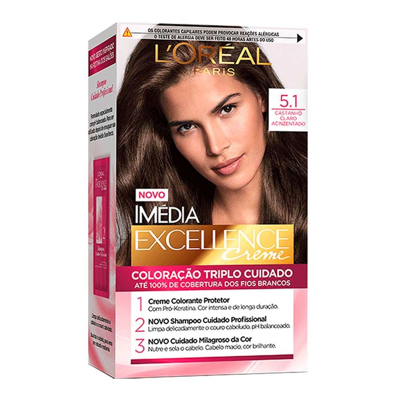 Kit-Coloracao-Imedia-Excellence-5.1-Castanho-Claro-Acinzentado-L’Oreal-Paris