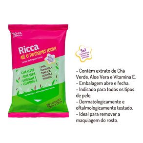 Lenço De Limpeza Facial Até O Próximo Look Ricca 20 Unidades