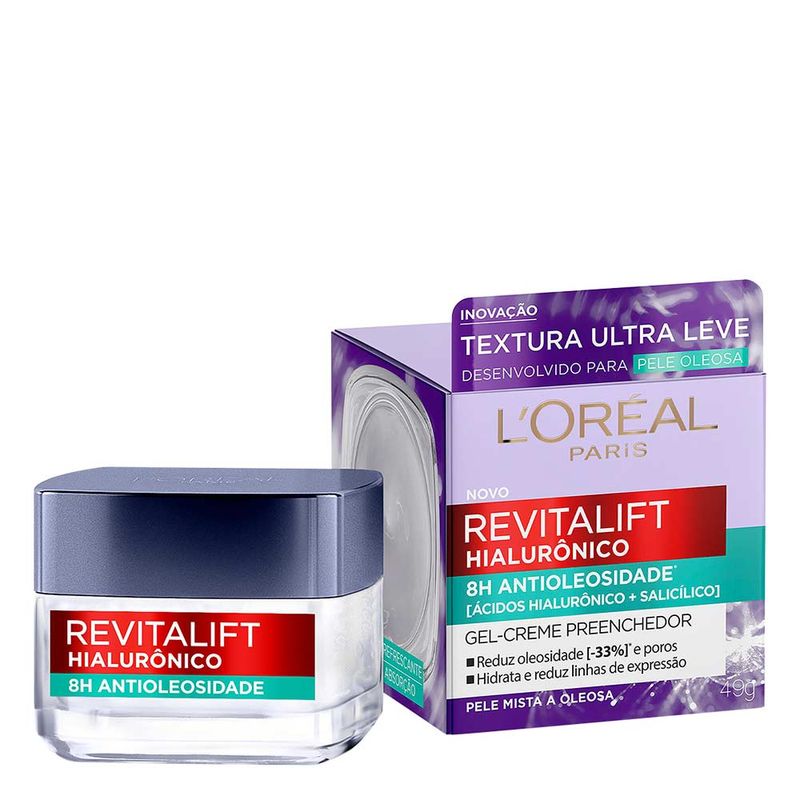 Gel-Creme-Preenchedor-Facial-Revitalift-Hialuronico-Antioleosidade-L’Oreal-49g