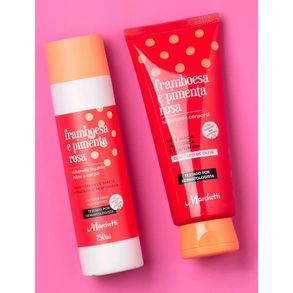 Kit Cuidados Com O Corpo Framboesa E Pimenta Rosa Marchetti Sabonete Líquido 250ml + Hidratante Corporal 200g