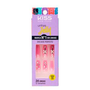 Unhas Postiças Bailarina Jelly Rosa It Girl Longo Kiss New York 24 Unidades