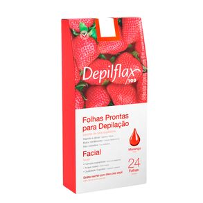 Folhas Prontas Para Depilação Facial Morango Depilflax 24 Unidades