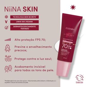 Protetor Solar Facial Antioleosidade Fps 70 Niina Secrets Eudora 40ml