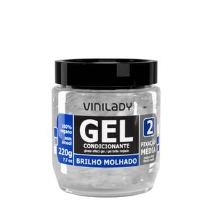 Gel Condicionante Capilar Brilho Molhado Fixação Média Vinilady 220g