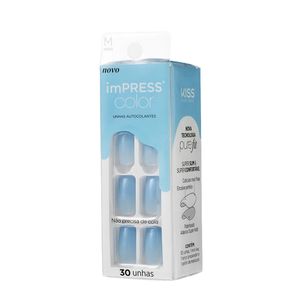 Unha Postiça Autocolante Média Impress Color New Wave Kiss Ny 30 Unidades