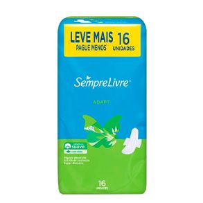 Absorvente Adapt Cobertura Suave Com Abas Sempre Livre 16 Unidades