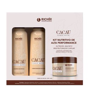 Kit Cacau Power Nutri Richée Professional Shampoo 250ml + Condicionador 250ml + Máscara Capilar 250g