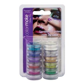 Kit Glitter Em Pó Colormake 10 Unidades