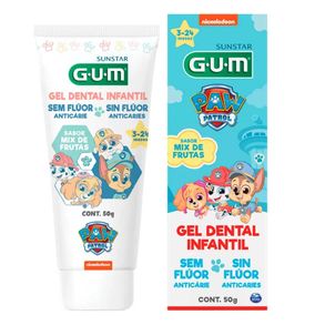 Gel Dental Infantil Patrulha Canina Mix De Frutas Sem Flúor Gum 50g