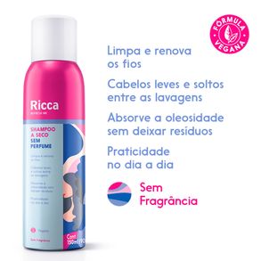 Shampoo A Seco Sem Perfume Ricca 150ml