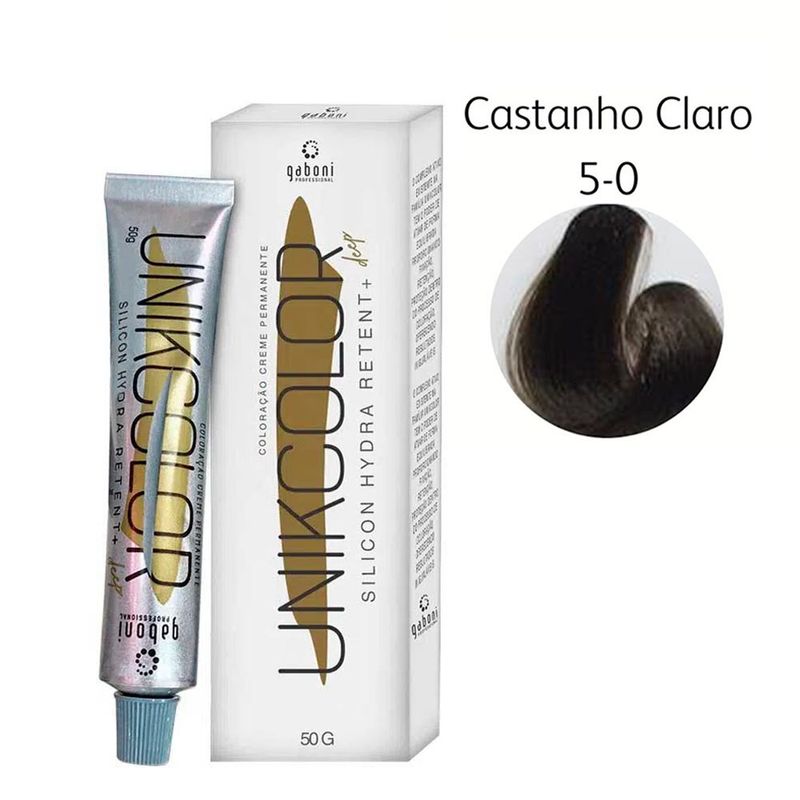 Coloracao-Creme-Permanente-Unikcolor-5-0-Castanho-Claro-Gaboni-50g