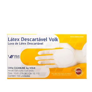 Luva De Látex Descartável Com Amido Extra Pequena Volk Do Brasil 100 Unidades