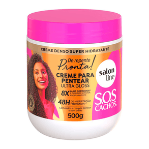 Creme Para Pentear Super Brilho De Repente Pronta! Sos Cachos Salon Line 500g