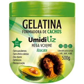Gelatina Cap Umidiliz Mega Volume 500g - Efeito De Volume Intenso E Definição Para Cabelos.