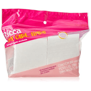 Algodão Ricca Quadrado - Pacote Com 80 Unidades. Ideal Para Cuidados De Beleza E Higiene.