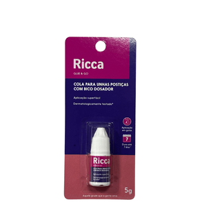 Cola Unha Ricca 5-1342 - Adesivo Para Unhas Postiças, Alta Fixação, Secagem Rápida, 5g